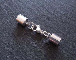 2 or 10 Bright Silver Stainless Steel End Cap Sets for 6.5mm Cord (7mm end caps) - ContentedCatz