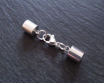 2 or 10 Bright Silver Stainless Steel End Cap Sets for 6.5mm Cord (7mm end caps) - ContentedCatz