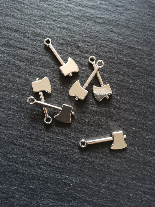 10 or 50 Axe Charms Antique Silver Tone Alloy 25x10mm - ContentedCatz