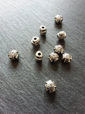 10 or 50 Antique Silver 8mm Rounded Cross Beads 8x8x7mm - ContentedCatz