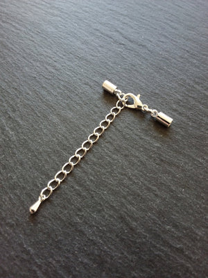 Silver Plated End Cap Sets for 3mm Cord with or without Extender Chain (3.6mm caps) - ContentedCatz