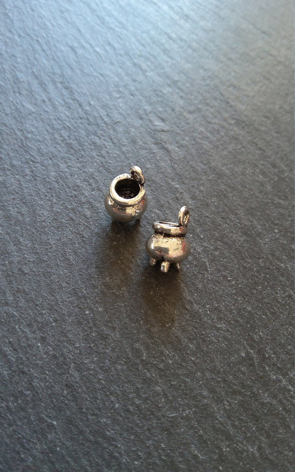 6 or 30 Cauldron Charms Antique Silver Tone 12x8x8mm - ContentedCatz