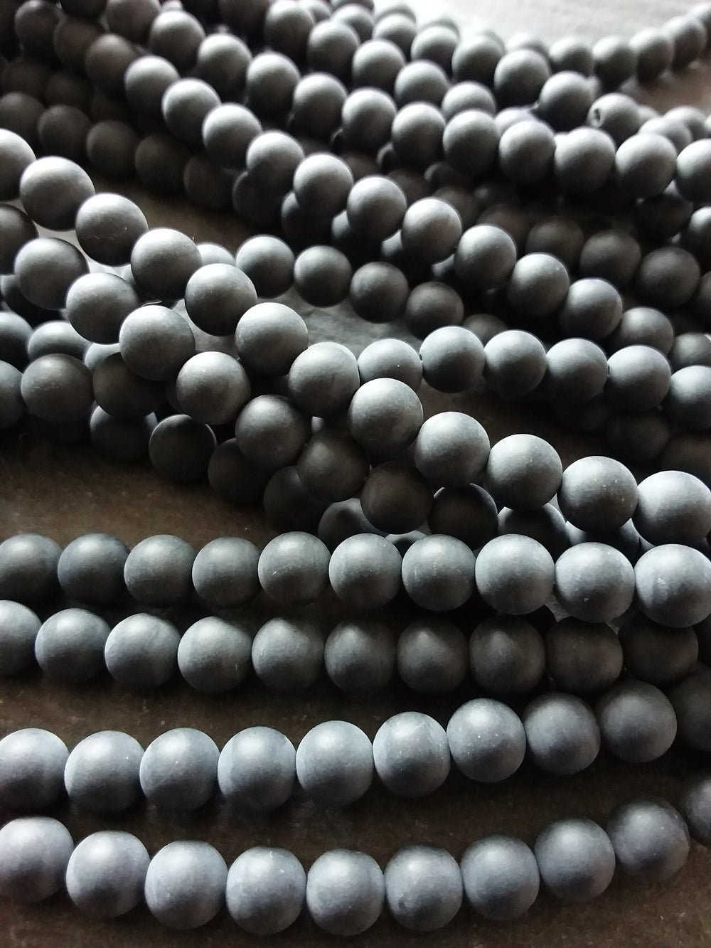6.3mm Frosted Natural Black Agate Undyed Gemstone Round Beads Full 15.7 inch Strand - ContentedCatz