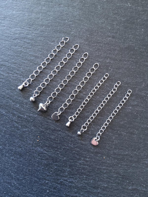 6 Stainless Steel Extender Chains with Choice of Drop 50mm (2") Long - ContentedCatz