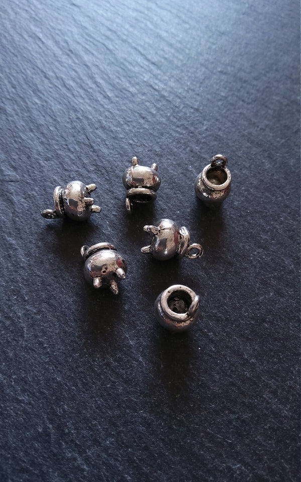 6 or 30 Cauldron Charms Antique Silver Tone 12x8x8mm - ContentedCatz