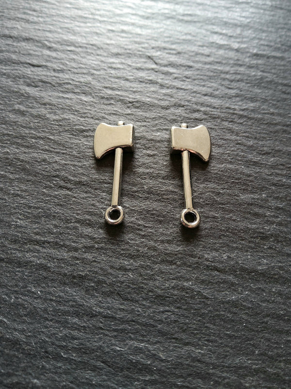 10 or 50 Axe Charms Antique Silver Tone Alloy 25x10mm - ContentedCatz