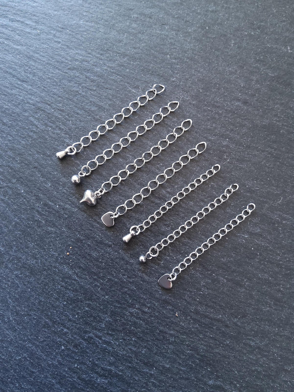 6 Stainless Steel Extender Chains with Choice of Drop 50mm (2") Long - ContentedCatz