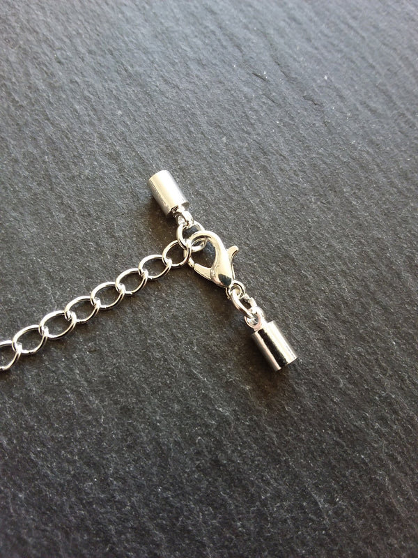 Silver Plated End Cap Sets for 3mm Cord with or without Extender Chain (3.6mm caps) - ContentedCatz