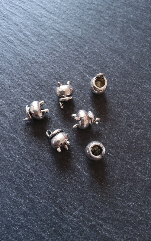6 or 30 Cauldron Charms Antique Silver Tone 12x8x8mm - ContentedCatz