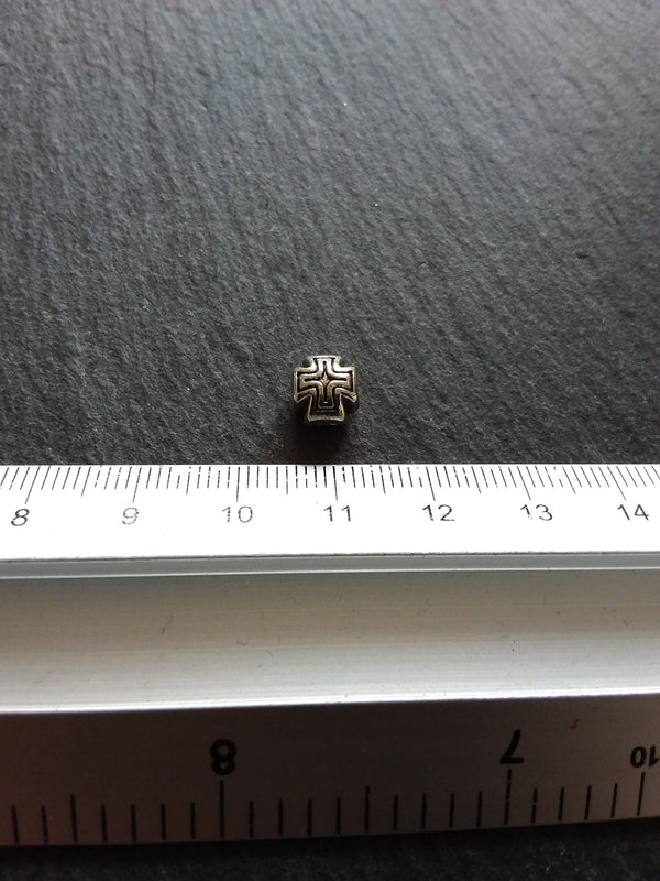10 or 50 Antique Silver 8mm Rounded Cross Beads 8x8x7mm - ContentedCatz