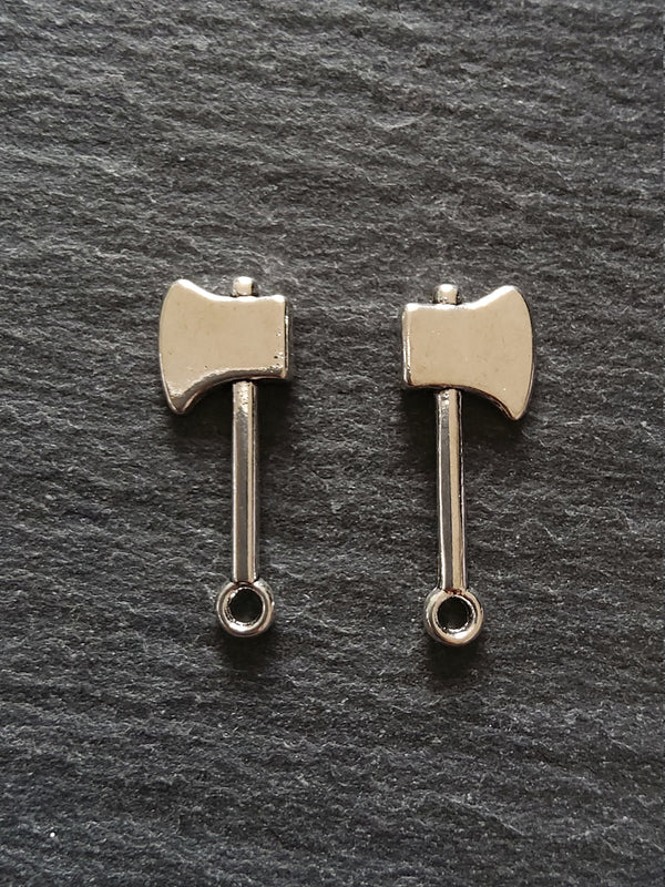 10 or 50 Axe Charms Antique Silver Tone Alloy 25x10mm - ContentedCatz