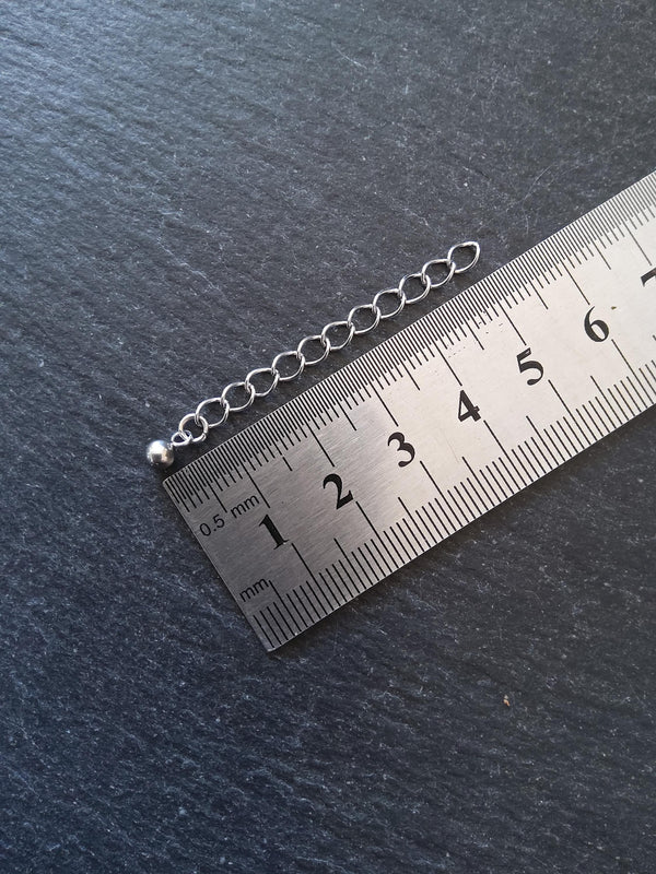 6 Stainless Steel Extender Chains with Choice of Drop 50mm (2") Long - ContentedCatz