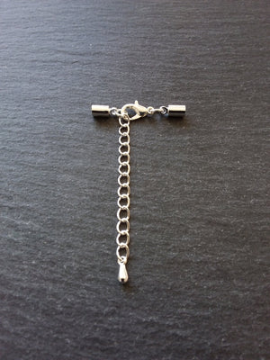 Silver Plated End Cap Sets for 3mm Cord with or without Extender Chain (3.6mm caps) - ContentedCatz
