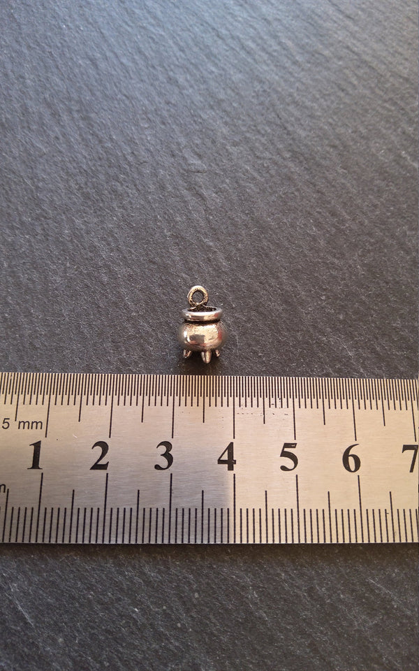 6 or 30 Cauldron Charms Antique Silver Tone 12x8x8mm - ContentedCatz