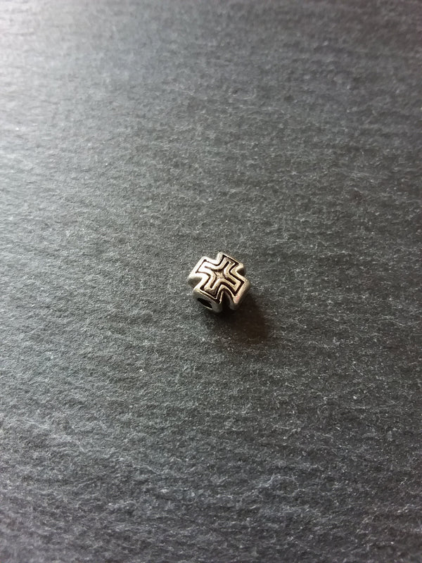 10 or 50 Antique Silver 8mm Rounded Cross Beads 8x8x7mm - ContentedCatz