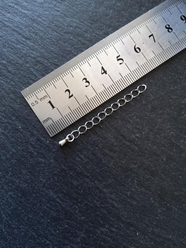 6 Stainless Steel Extender Chains with Choice of Drop 50mm (2") Long - ContentedCatz