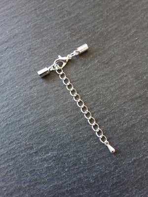 Silver Plated End Cap Sets for 3mm Cord with or without Extender Chain (3.6mm caps) - ContentedCatz