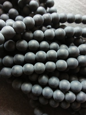 6.3mm Frosted Natural Black Agate Undyed Gemstone Round Beads Full 15.7 inch Strand - ContentedCatz