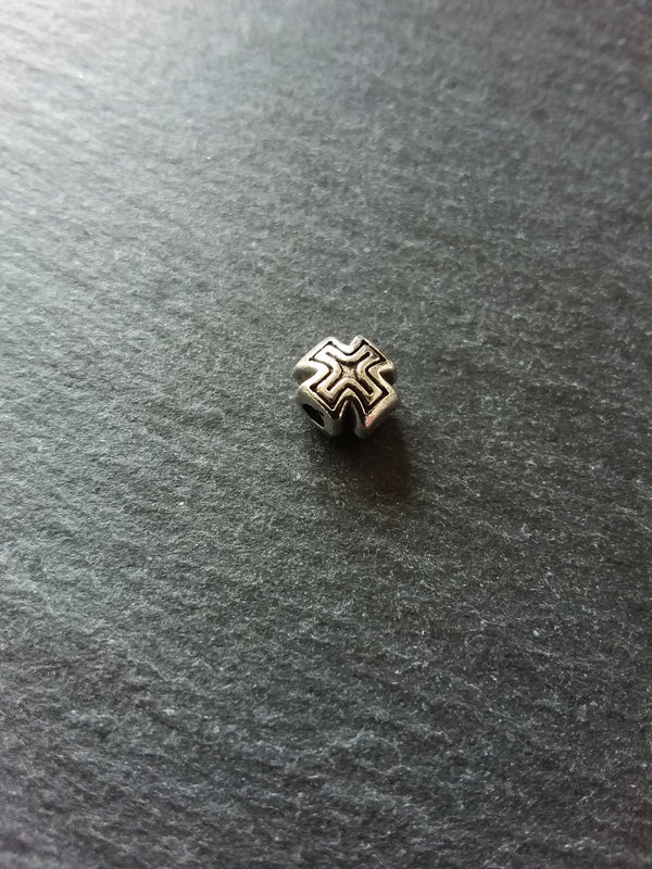 10 or 50 Antique Silver 8mm Rounded Cross Beads 8x8x7mm - ContentedCatz
