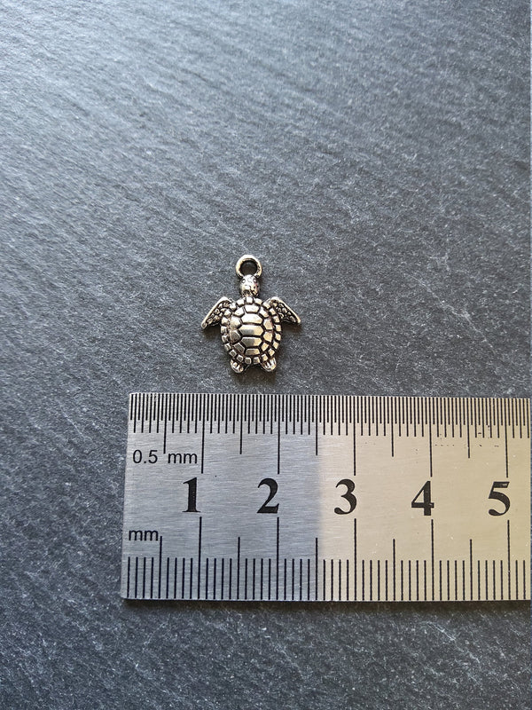 20 or 100 Little Turtle Charms Antique Silver Tone 16x14mm - ContentedCatz