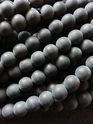 6.3mm Frosted Natural Black Agate Undyed Gemstone Round Beads Full 15.7 inch Strand - ContentedCatz