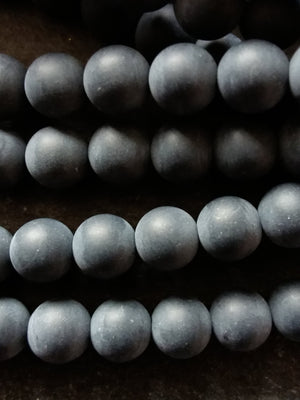 6.3mm Frosted Natural Black Agate Undyed Gemstone Round Beads Full 15.7 inch Strand - ContentedCatz