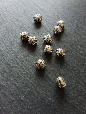 10 or 50 Antique Silver 8mm Rounded Cross Beads 8x8x7mm - ContentedCatz