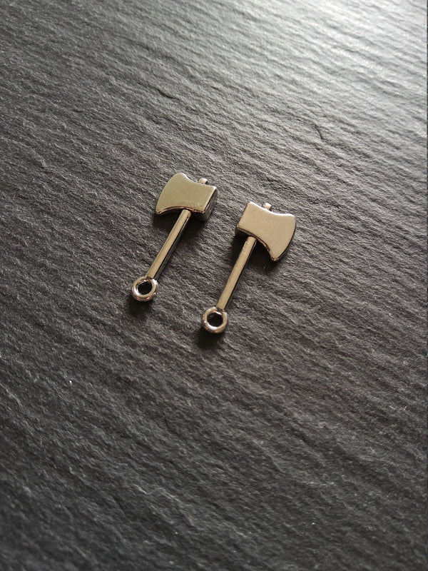 10 or 50 Axe Charms Antique Silver Tone Alloy 25x10mm - ContentedCatz
