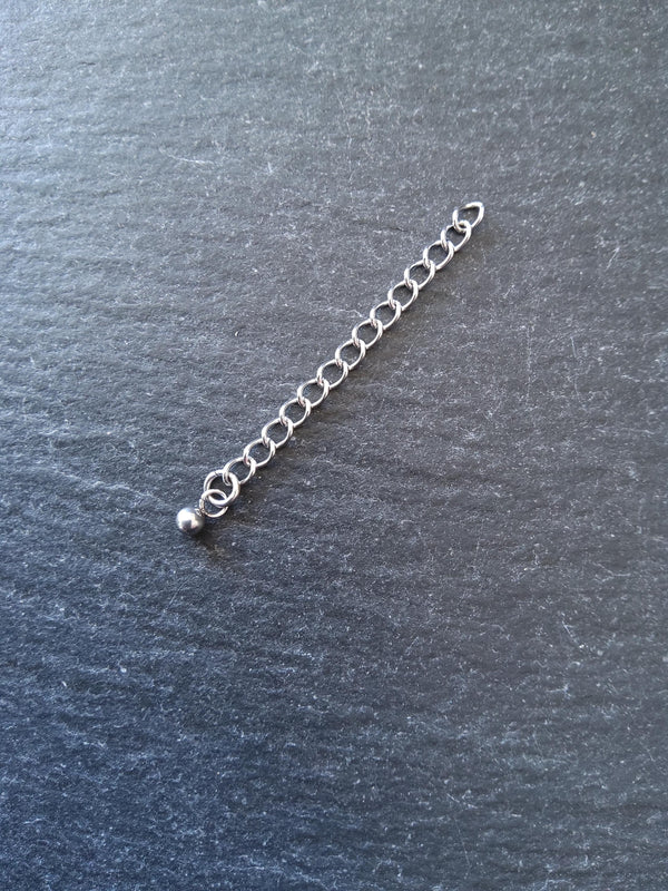 6 Stainless Steel Extender Chains with Choice of Drop 50mm (2") Long - ContentedCatz