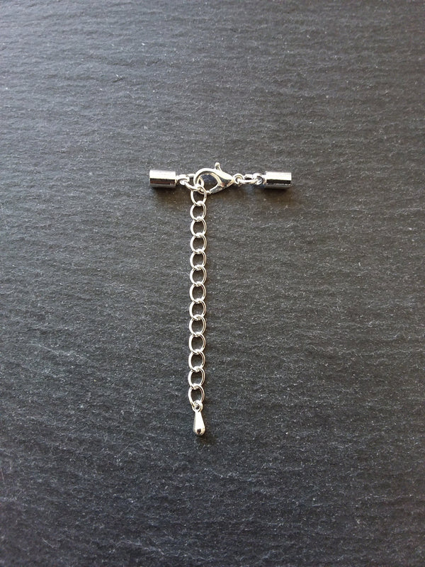 Silver Plated End Cap Sets for 3mm Cord with or without Extender Chain (3.6mm caps) - ContentedCatz