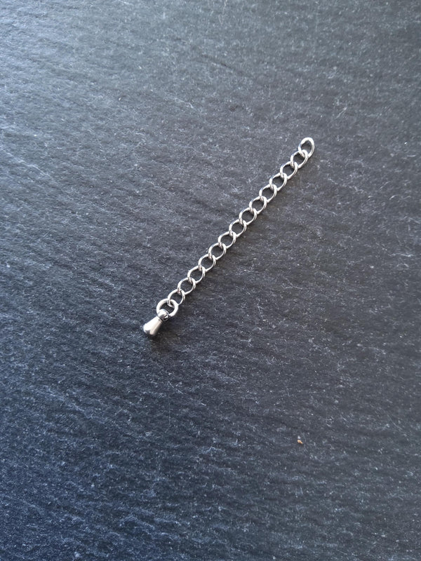 6 Stainless Steel Extender Chains with Choice of Drop 50mm (2") Long - ContentedCatz