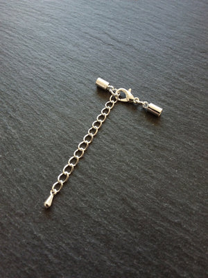 Silver Plated End Cap Sets for 3mm Cord with or without Extender Chain (3.6mm caps) - ContentedCatz