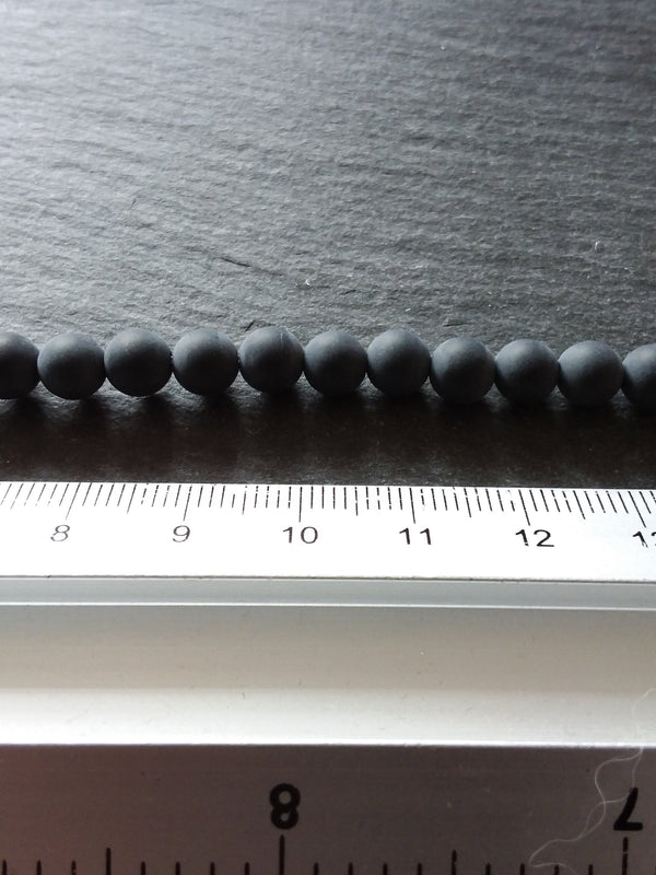 6.3mm Frosted Natural Black Agate Undyed Gemstone Round Beads Full 15.7 inch Strand - ContentedCatz