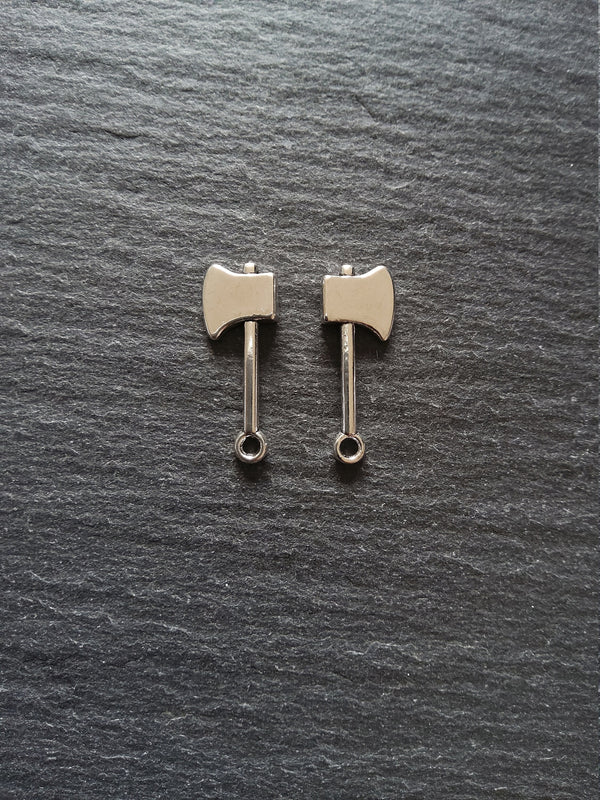 10 or 50 Axe Charms Antique Silver Tone Alloy 25x10mm - ContentedCatz