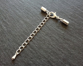 Silver Plated End Cap Sets for 3mm Cord with or without Extender Chain (3.6mm caps) - ContentedCatz
