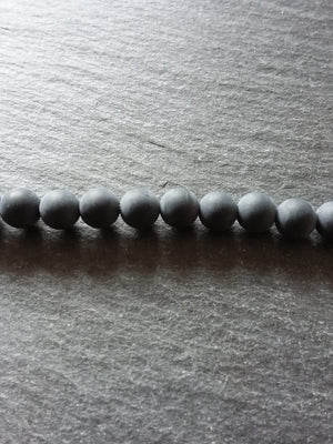 6.3mm Frosted Natural Black Agate Undyed Gemstone Round Beads Full 15.7 inch Strand - ContentedCatz