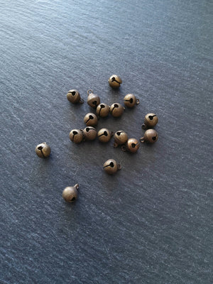 40 or 200 Little Antique Bronze Tone 6mm Brass Bells Bell Charms 9x6mm - ContentedCatz