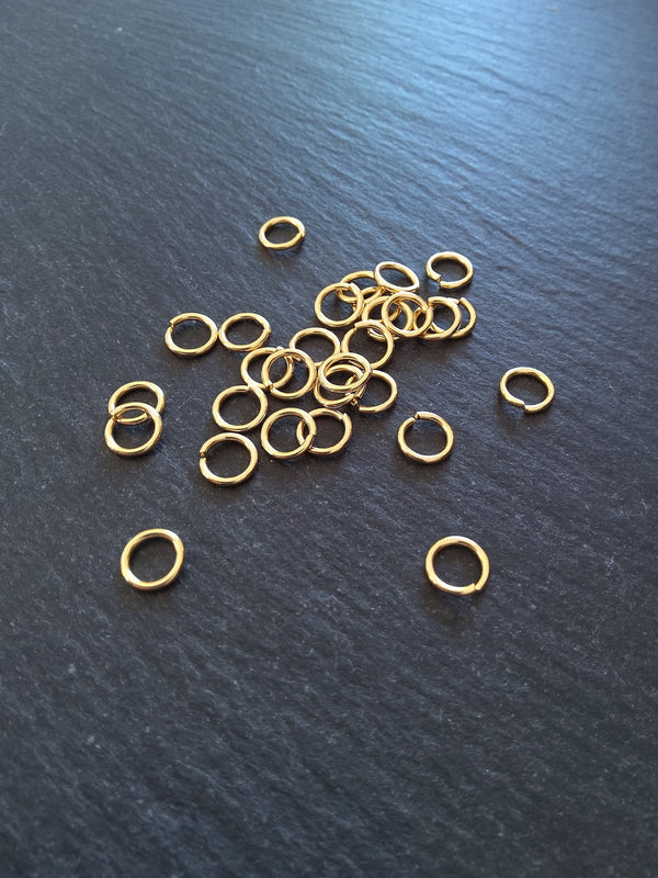 10 or 50 Genuine 24K Gold Plated 8mm Diameter Stainless Steel Jump Rings Strong 1.2mm (16 gauge) - ContentedCatz
