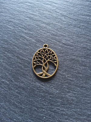 4 or 20 Oval Tree of Life Pendants Antique Bronze Tone Alloy 32x24mm - ContentedCatz