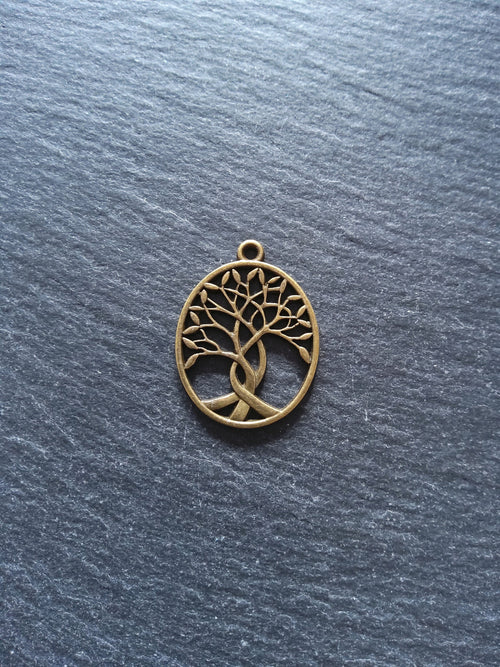 4 or 20 Oval Tree of Life Pendants Antique Bronze Tone Alloy 32x24mm - ContentedCatz