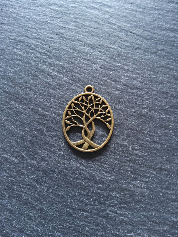 4 or 20 Oval Tree of Life Pendants Antique Bronze Tone Alloy 32x24mm - ContentedCatz