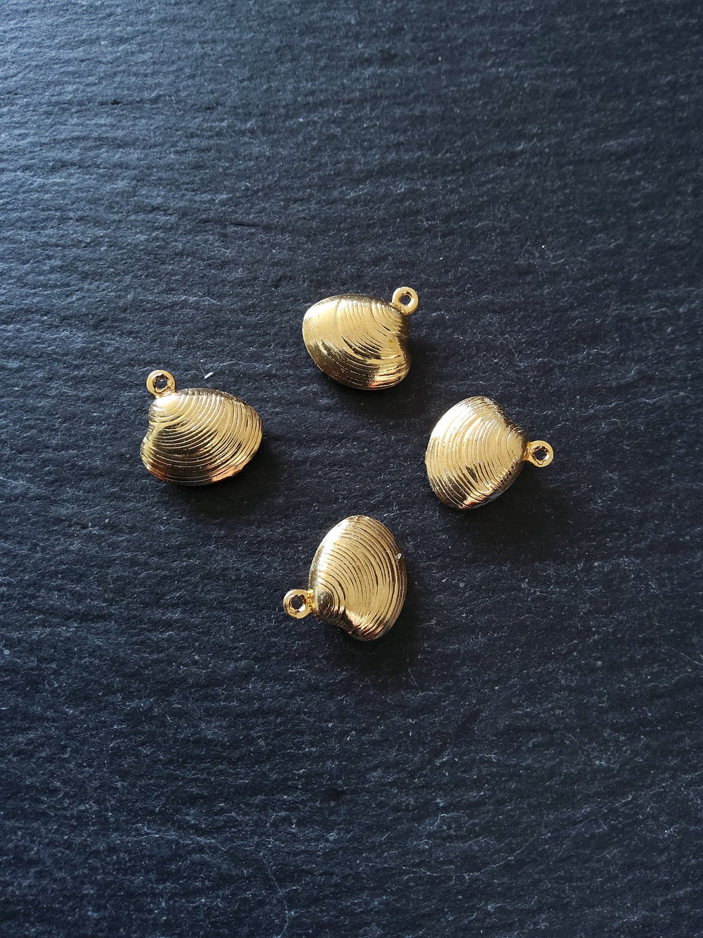 6 or 30 Sea Shell Charms Gold Stainless Steel 14x13x4mm - ContentedCatz