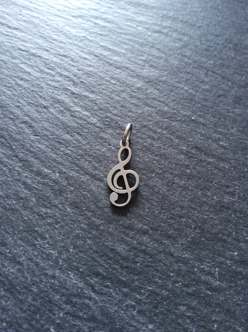 6 or 30 Treble Clef Musical Note Charms Stainless Steel 17x8mm - ContentedCatz
