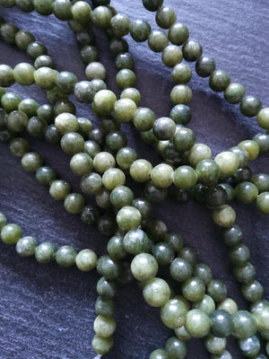 6.5mm Green Jade Natural Chinese Taiwan Undyed Round Polished Gemstone Beads Full 15 inch Strand - ContentedCatz