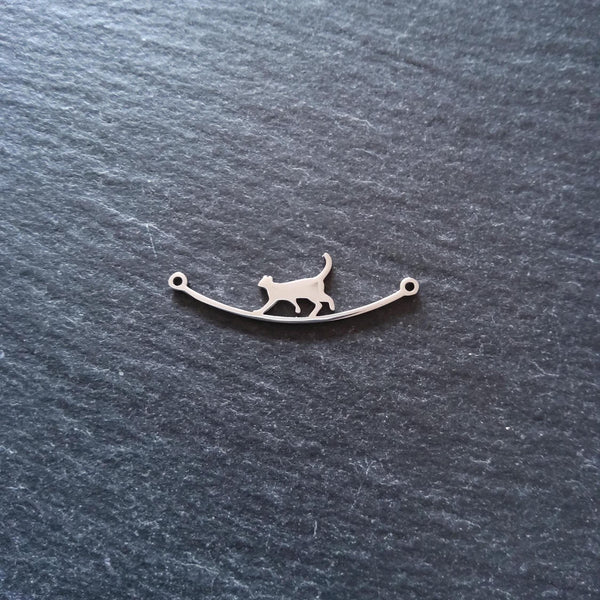 1 or 5 Long Stainless Steel Cat Connector Charms 9x30.5x1mm - ContentedCatz