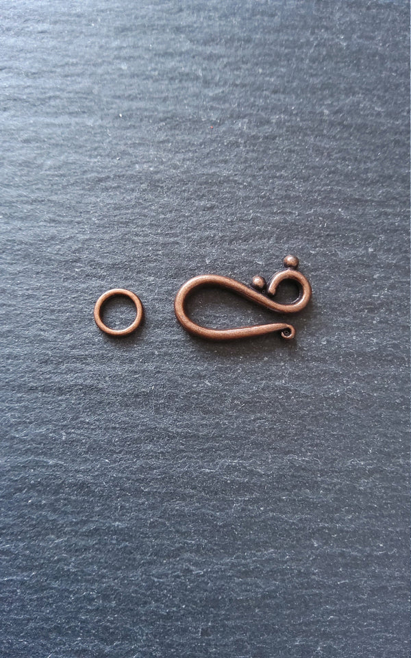 10 or 50 Sets Hook and Eye Clasps Antique Copper Tone 21x12mm - ContentedCatz