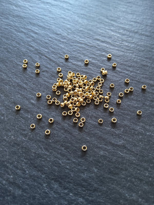 60 or 300 Crimp Beads Genuine 24K Gold Plated 316 Surgical Steel 1.9mm Hole: 1mm - ContentedCatz