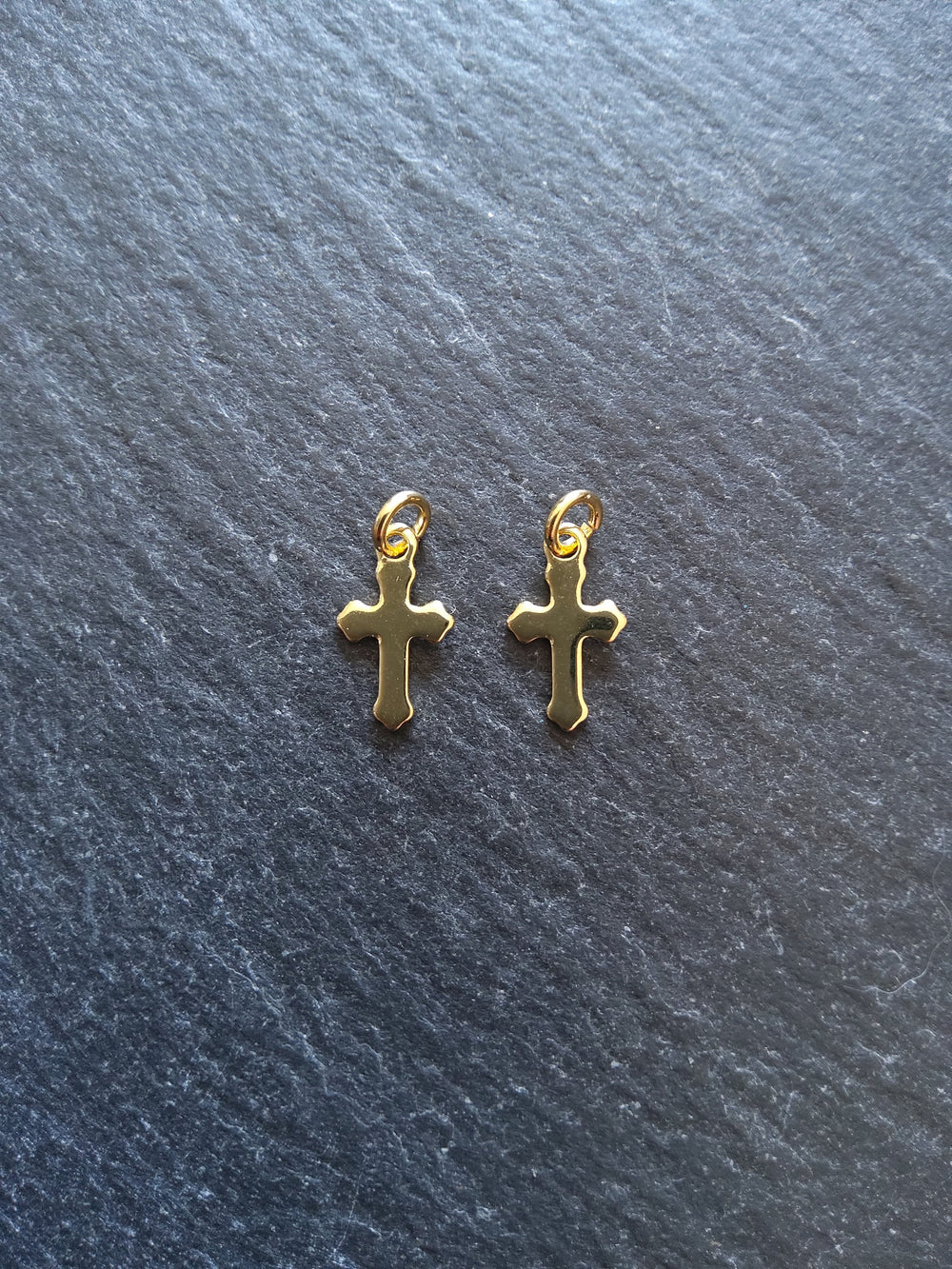 10 or 50 Real 18K Gold Plated Stainless Steel Cross Charms 12x7x0.8mm - ContentedCatz