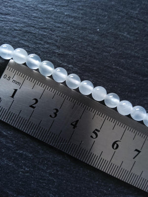 6.6mm Natural Selenite Undyed Round Polished Beads. Full 15.7 inch Strand Hole: 0.8mm - ContentedCatz