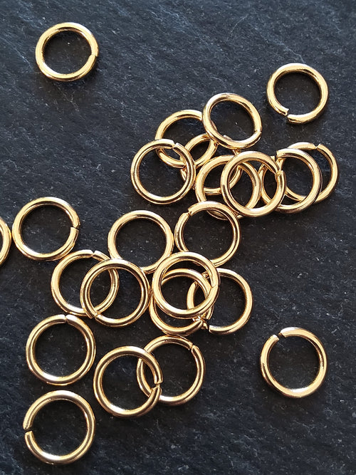 10 or 50 Genuine 24K Gold Plated 8mm Diameter Stainless Steel Jump Rings Strong 1.2mm (16 gauge) - ContentedCatz
